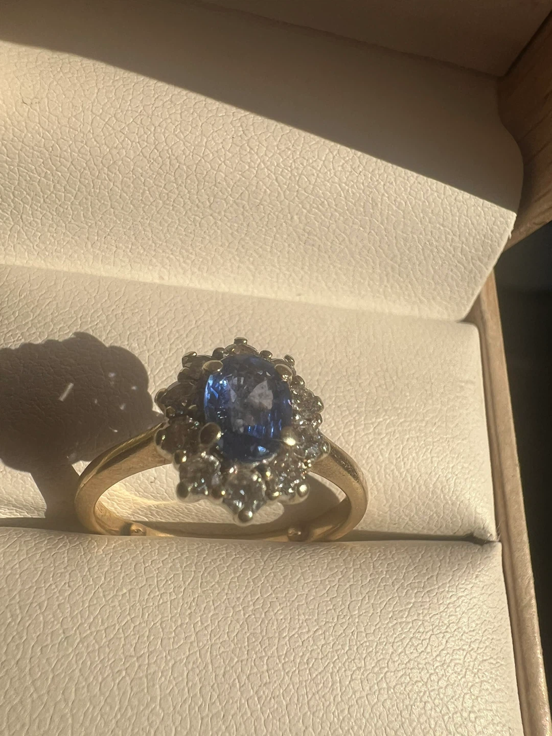 14 k Gold Sapphire and Diamond Halo Ring - photo 3