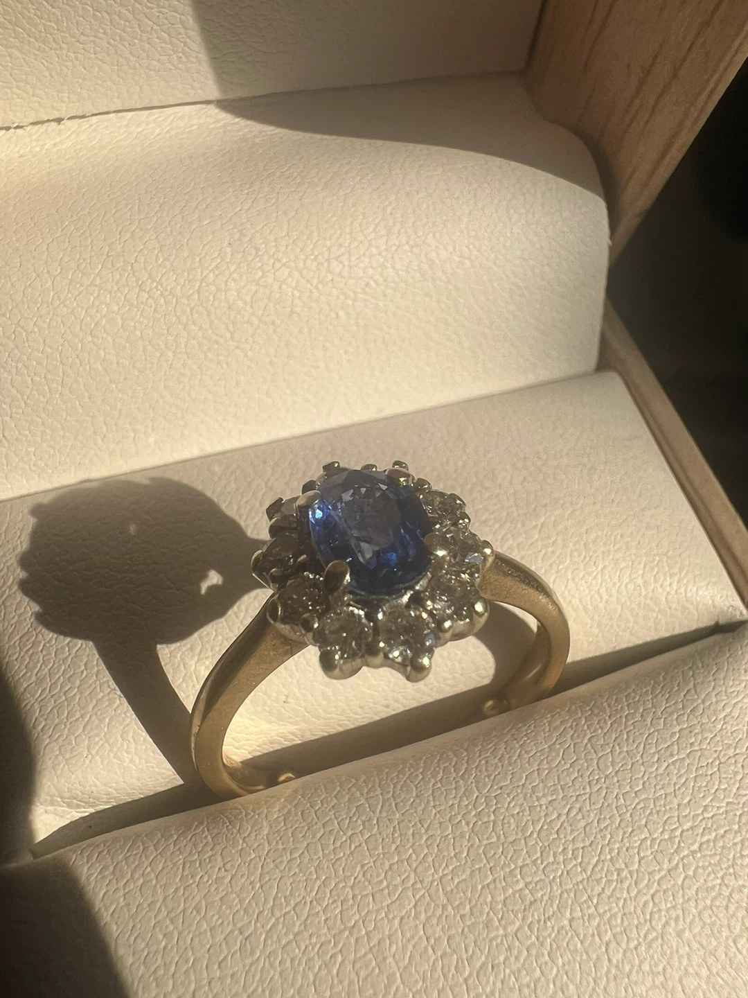 14 k Gold Sapphire and Diamond Halo Ring - photo 2