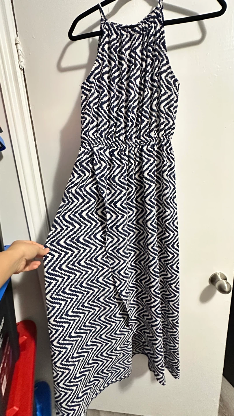Valleygirl Navy & White Geometric Maxi Dress Size 10 - photo 2