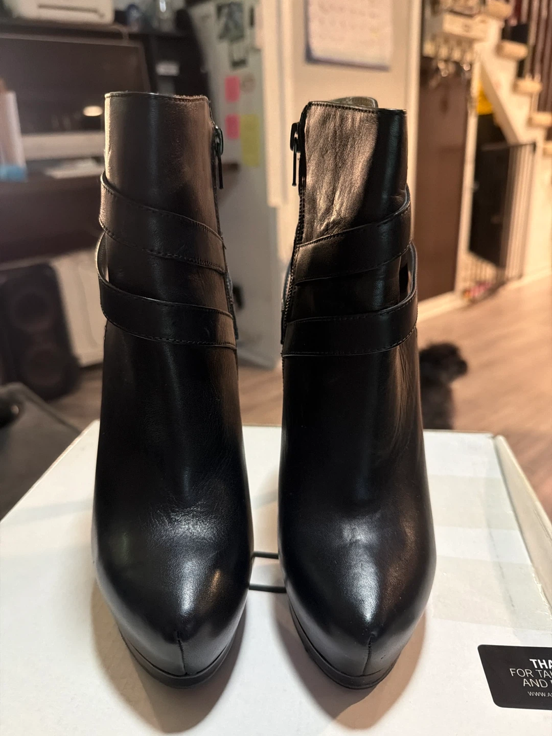 ALDO Black Leather Strappy High Heel Ankle Boots - photo 3