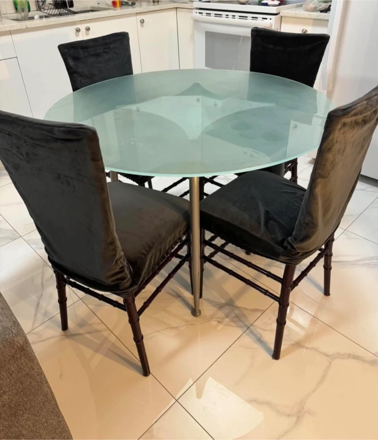 Glass Top Dining Table with 4 Chairs - photo 2