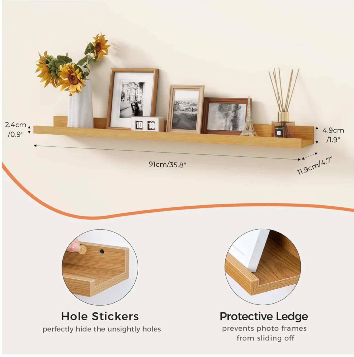 Heimlove Floating Shelves, 36 Inches  Set of 2 - photo 2
