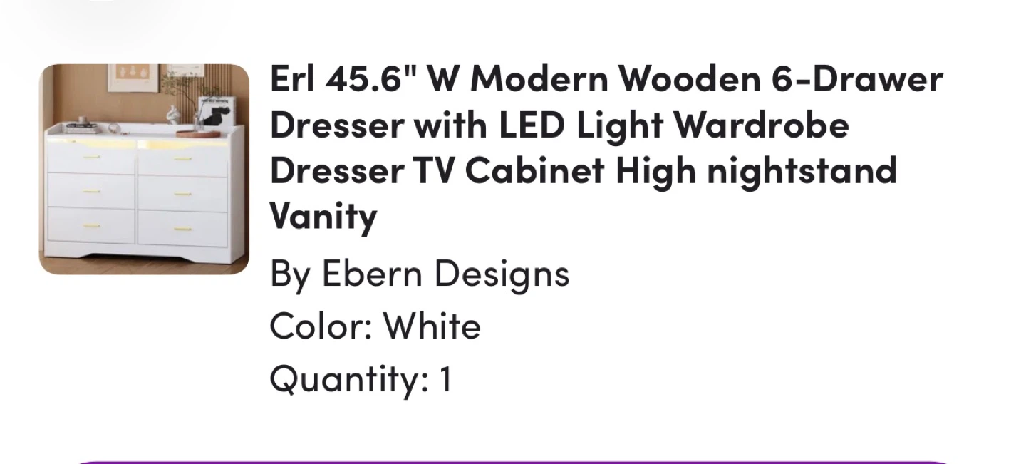 Ebern Designs Modern Wooden 6-Drawer Dresser - White - photo 3