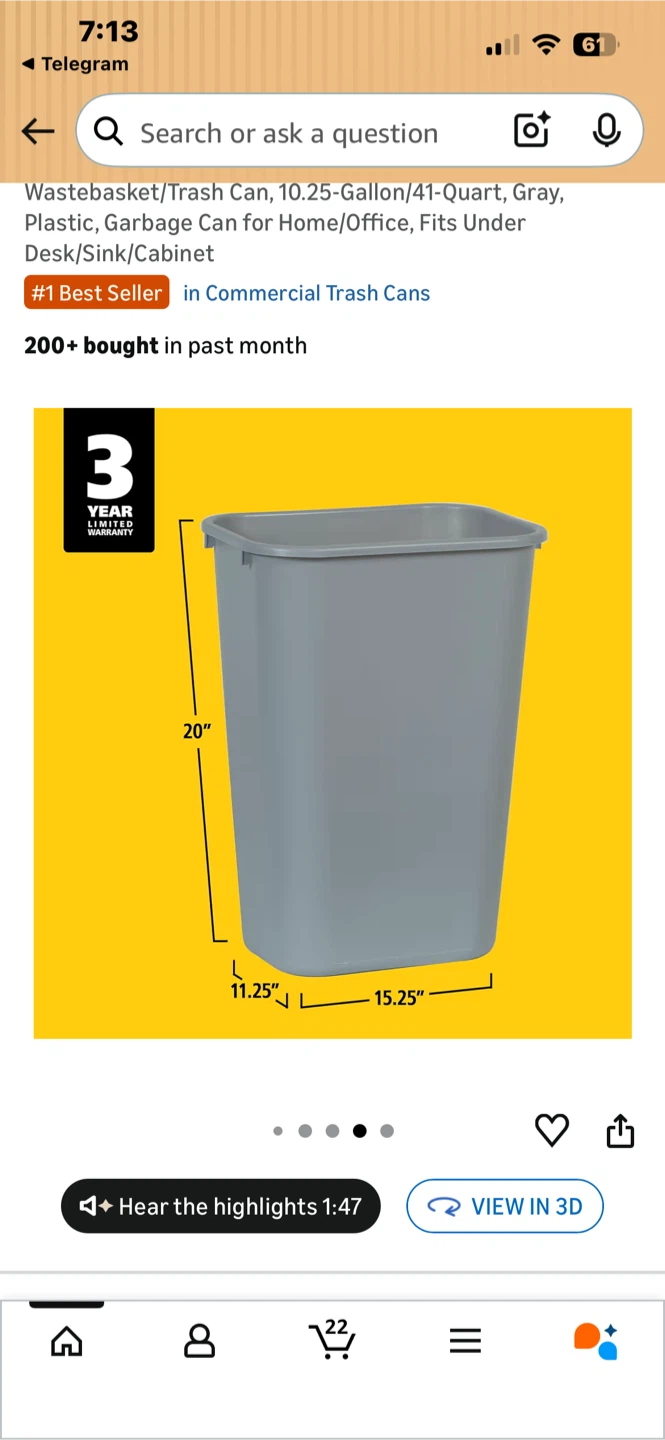 Gray Plastic Wastebasket/Trash Can - 10.25 Gallon / 41 Quart - photo 2