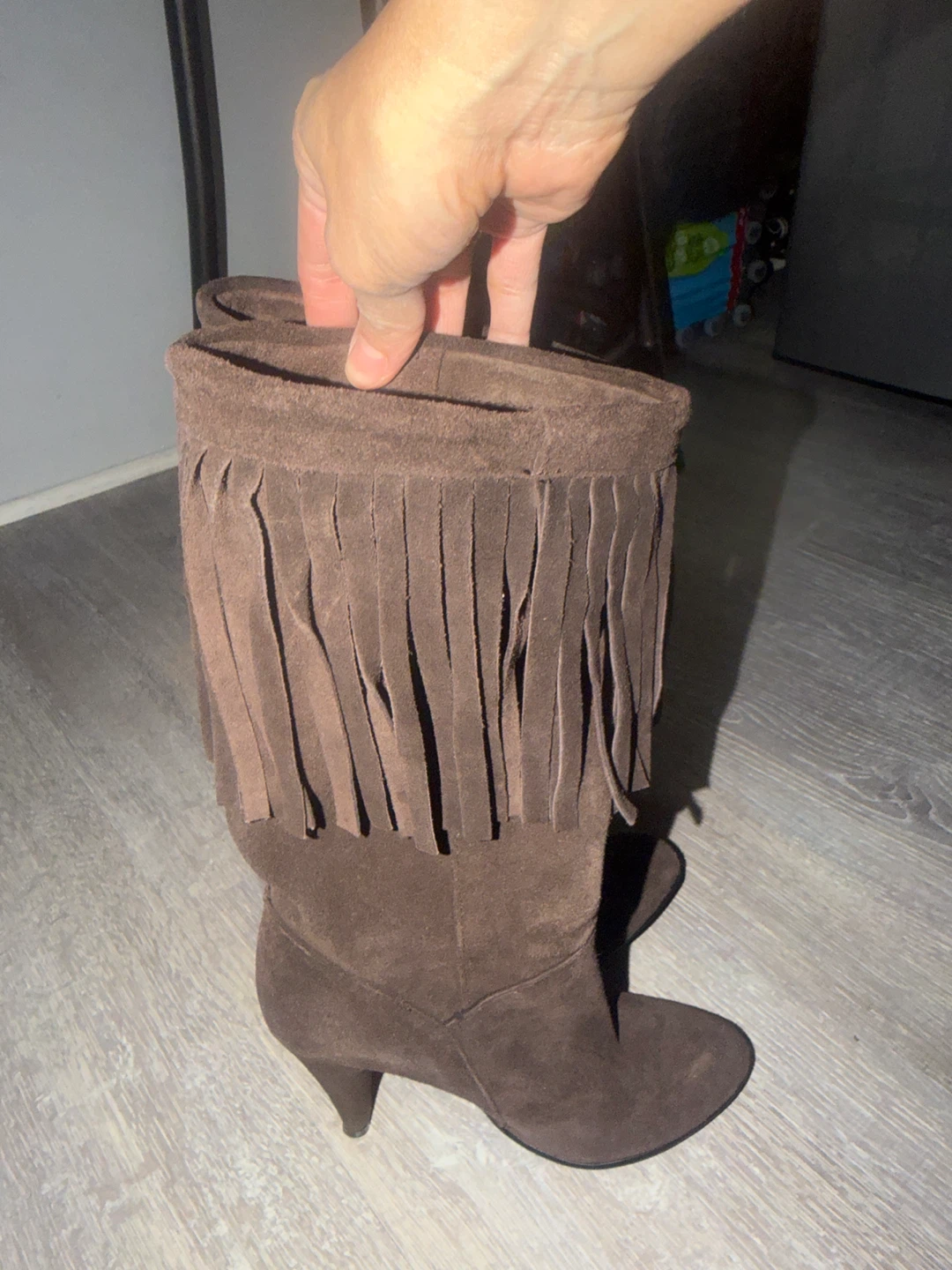 Brown Suede Fringe Boots