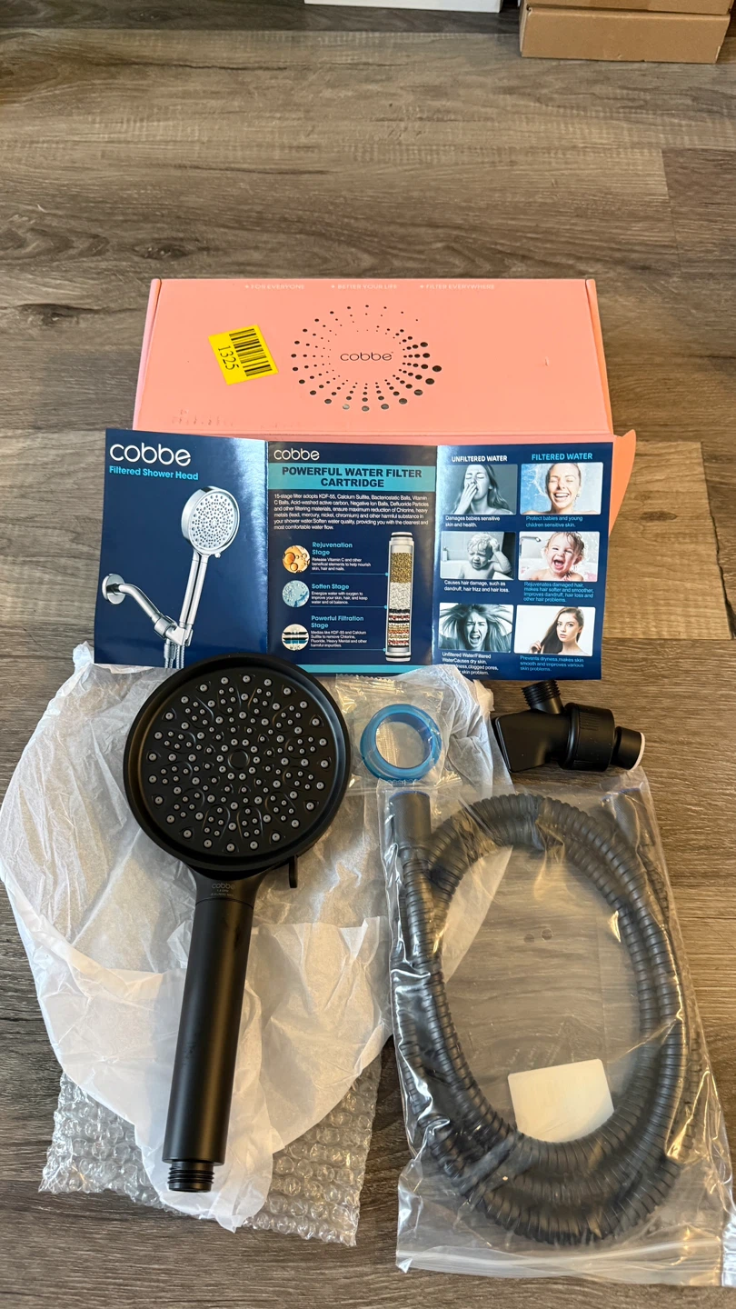Cobbe Black Filtered Shower Head with Hose