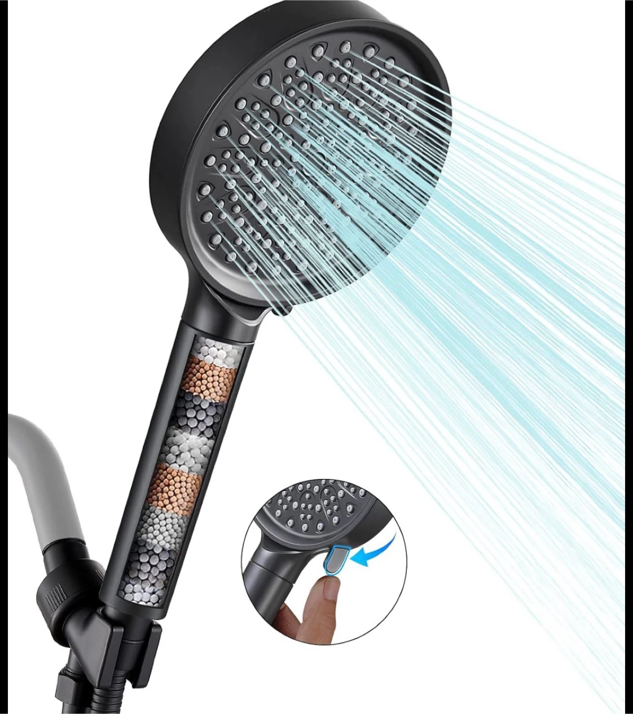 Cobbe Black Filtered Shower Head with Hose - photo 5