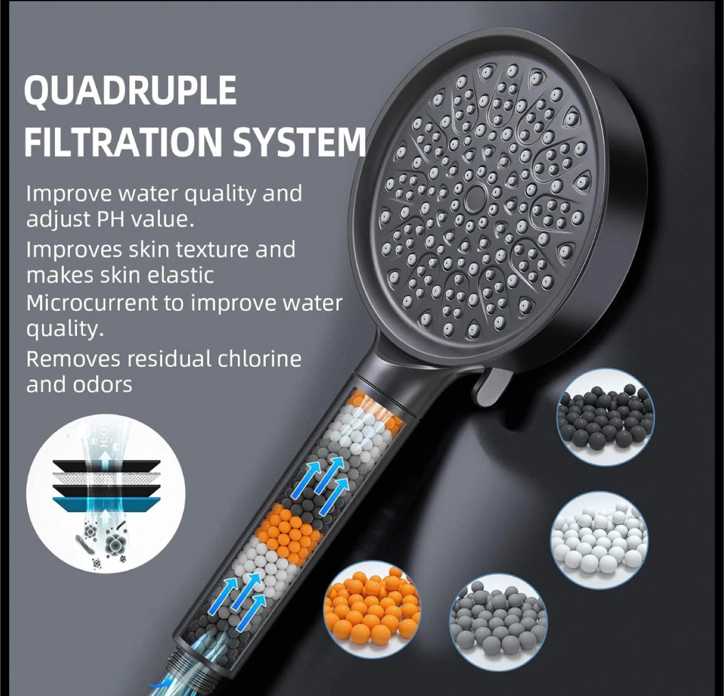 Cobbe Black Filtered Shower Head with Hose - photo 4