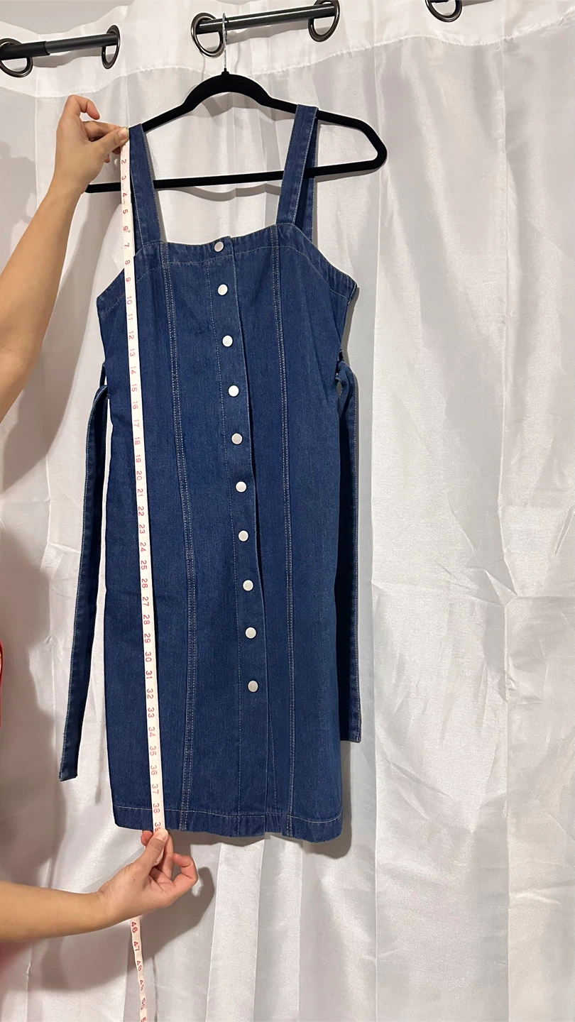 Denim Button-Front Dress with Belt and pockets - photo 3