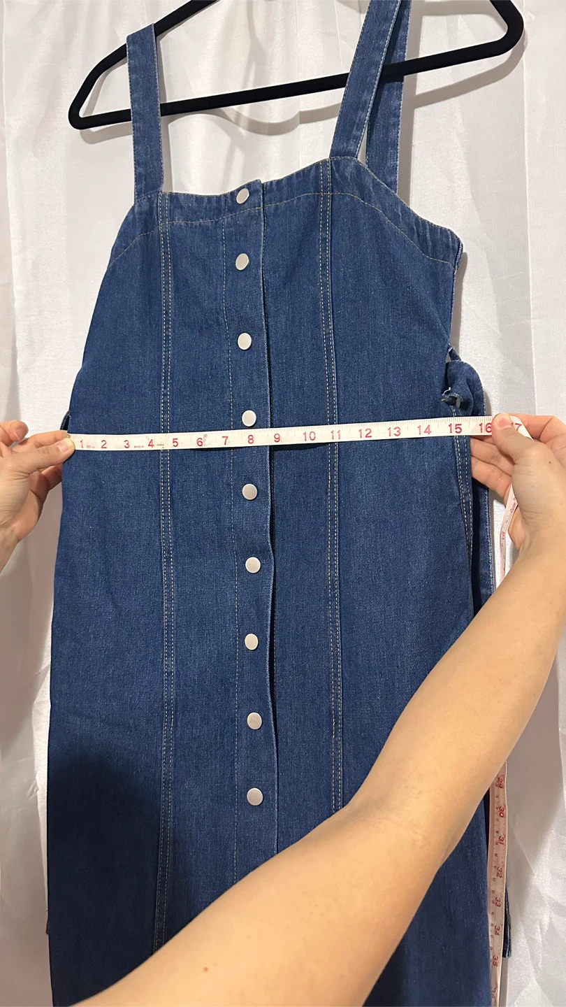 Denim Button-Front Dress with Belt and pockets - photo 5