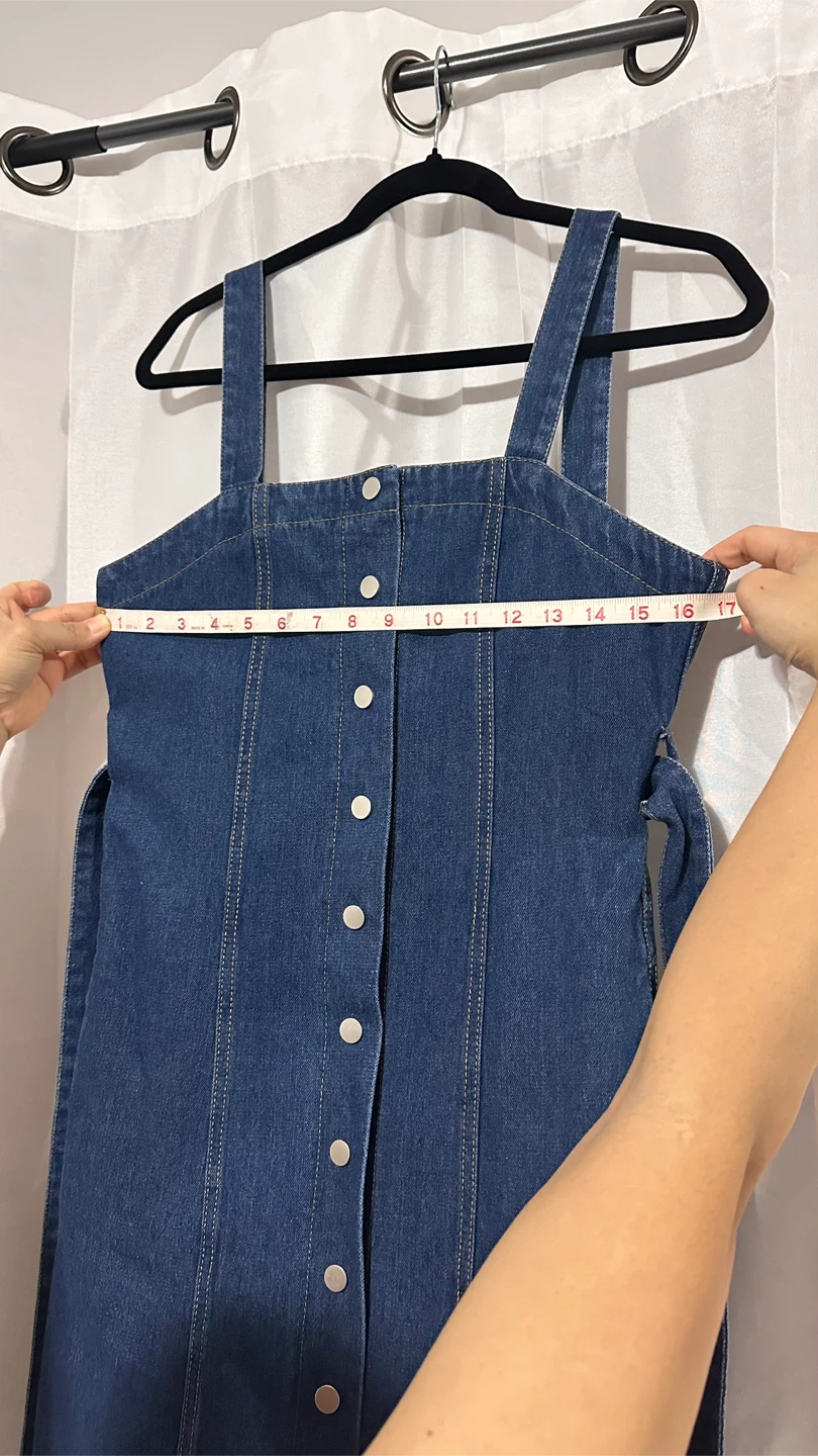 Denim Button-Front Dress with Belt and pockets - photo 4