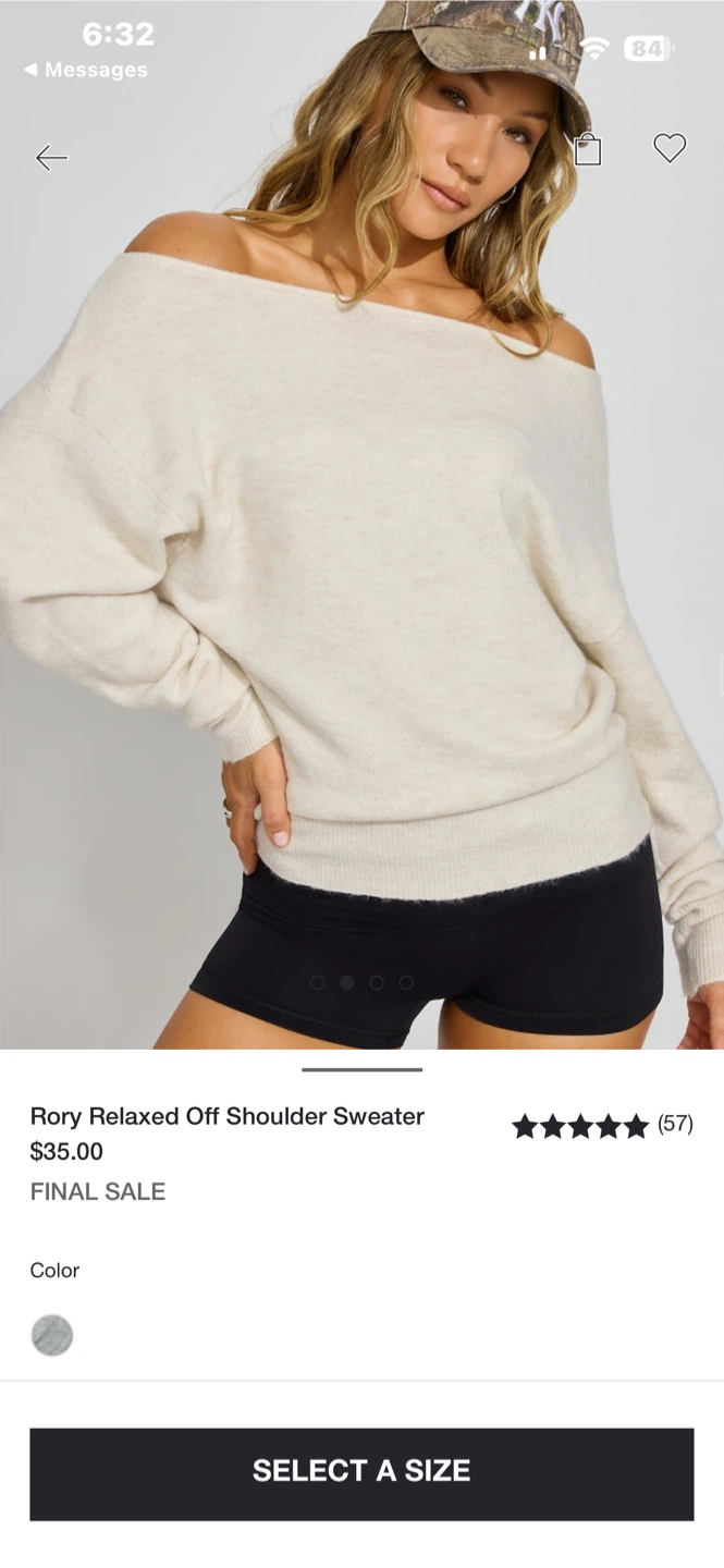 GARAGE OFF THE SHOULDER KNIT SWEATER