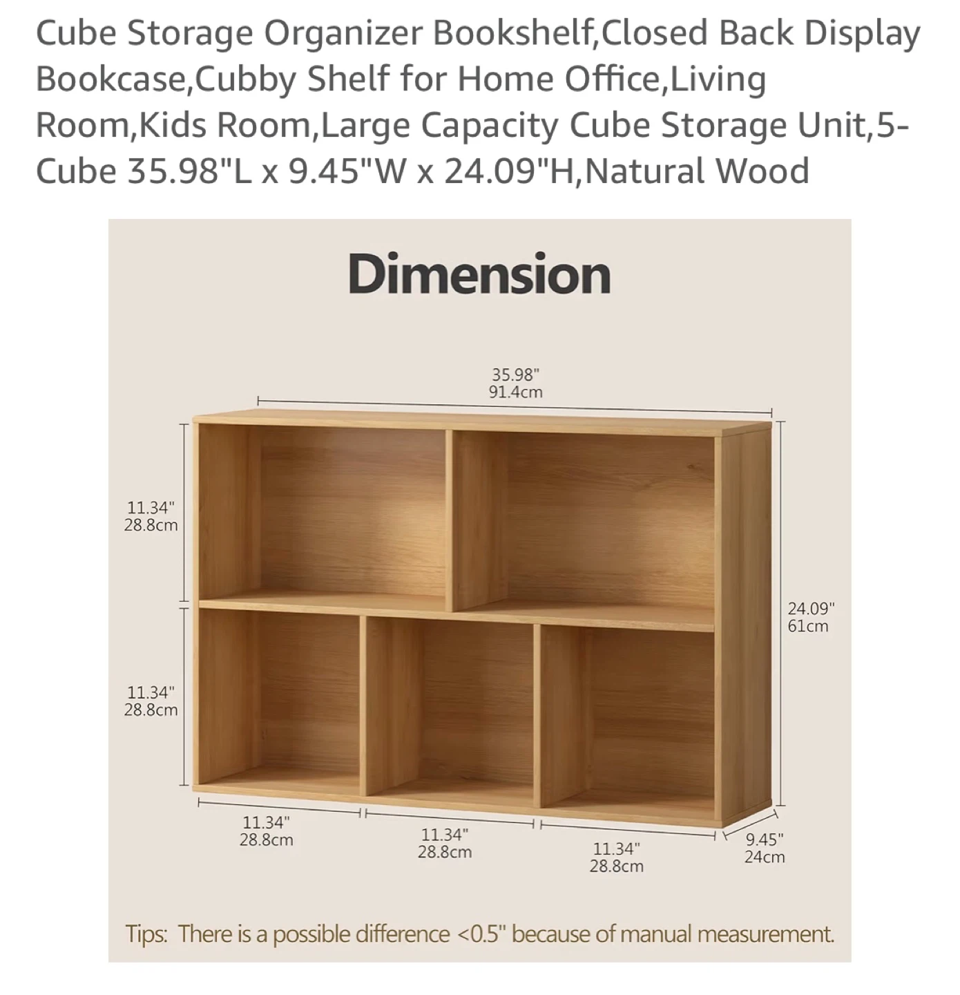 Organizing storage shelf / bookcase with 5 cubes - photo 2