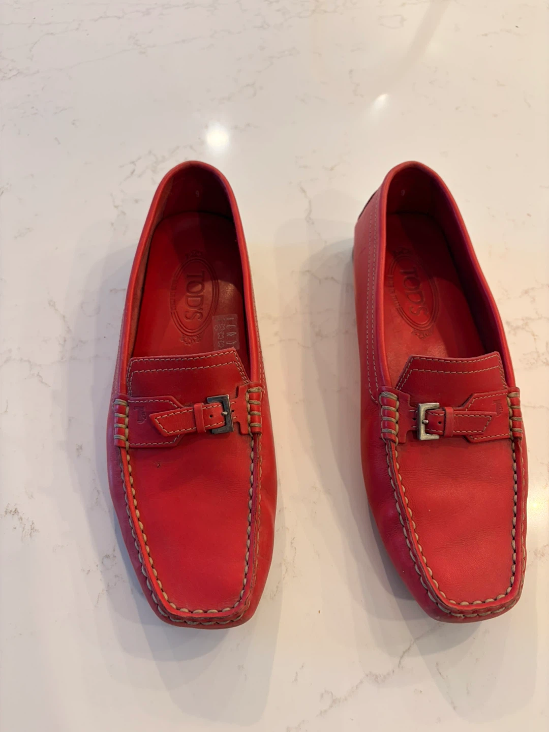 TOD'S pink Leather Driving Loafers - Size 9