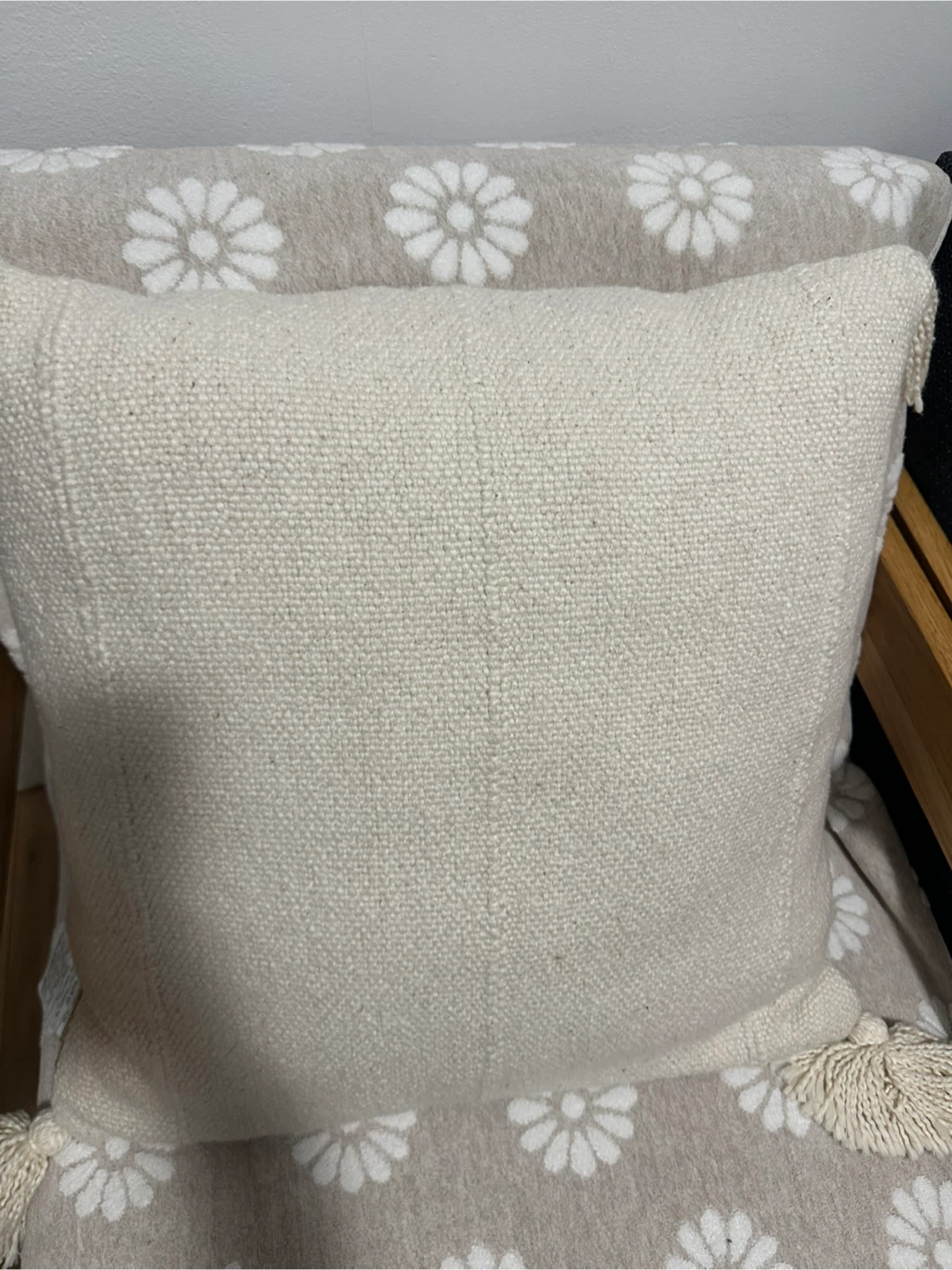Off-white Textured Throw Pillow