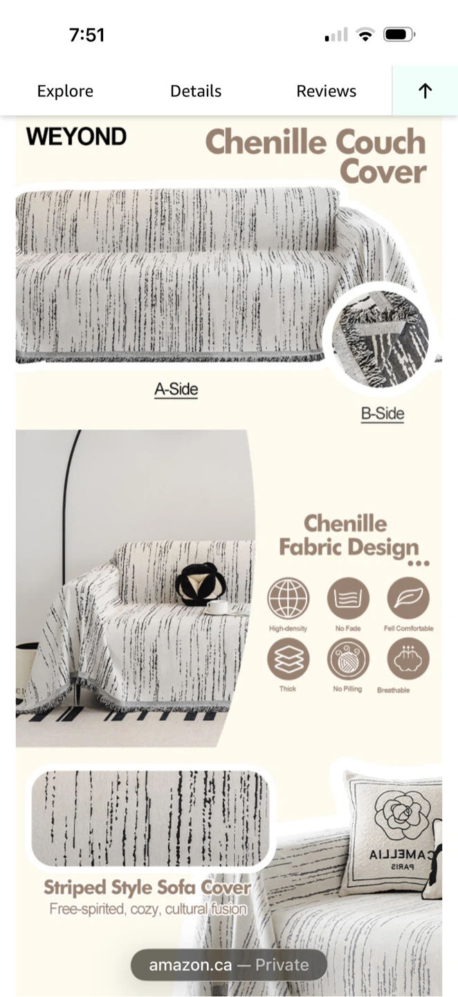 Brand new Chenille Couch Cover 71" X 150" White - photo 4