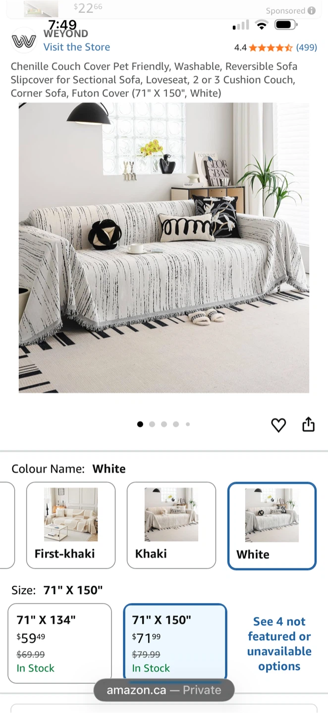 Brand new Chenille Couch Cover 71" X 150" White - photo 2