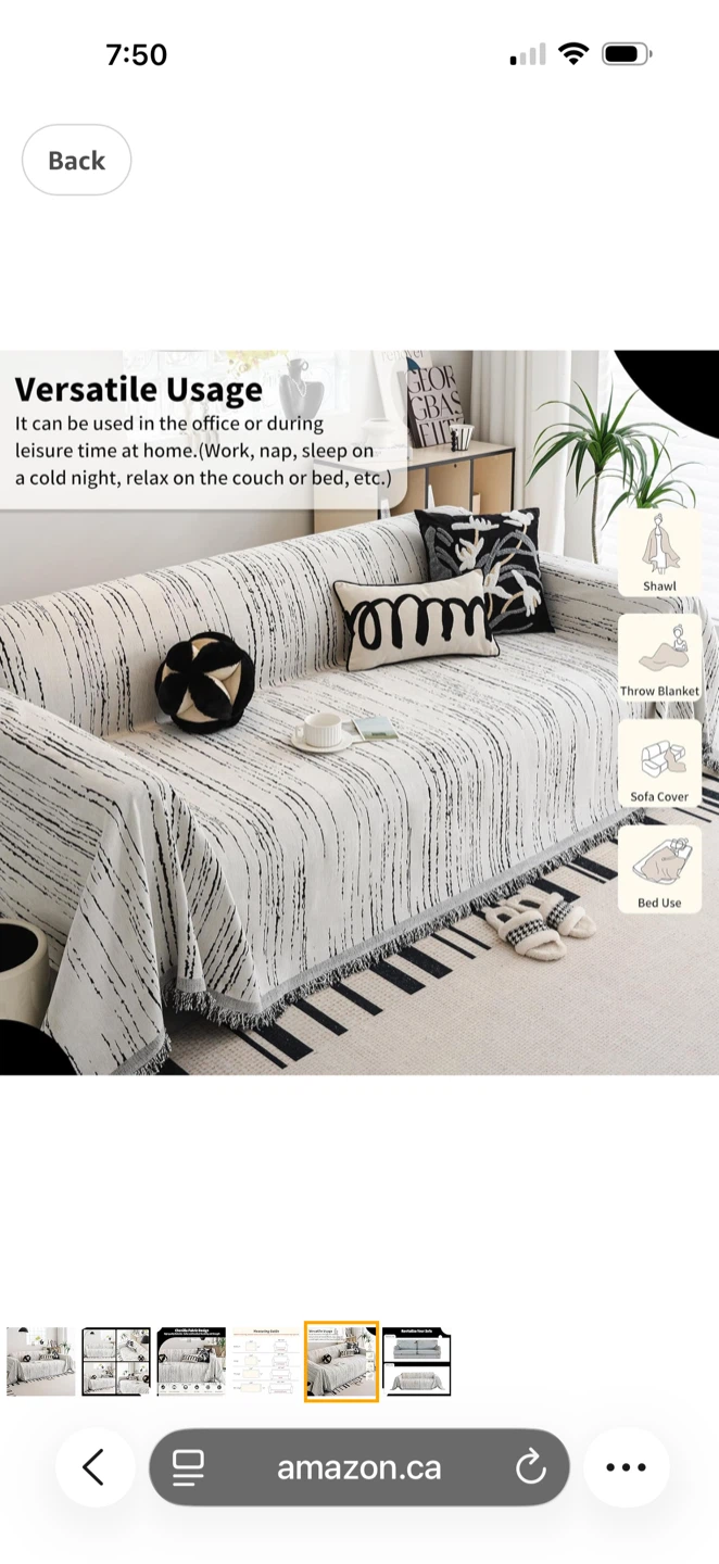 Brand new Chenille Couch Cover 71" X 150" White - photo 3