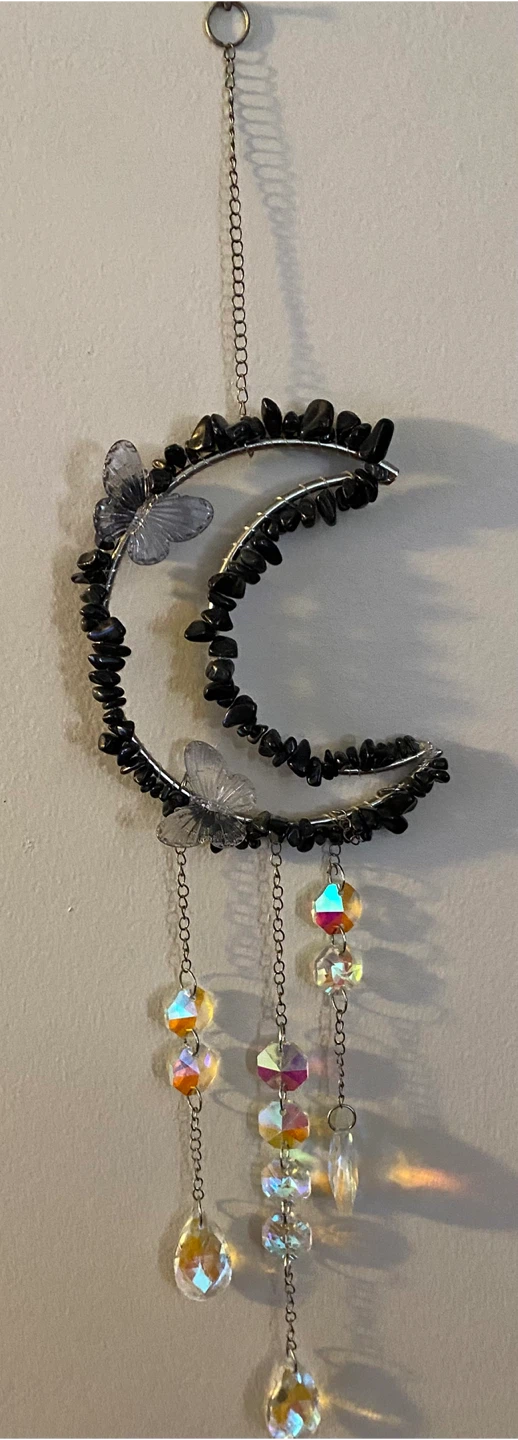 Moon and Butterfly Crystal Suncatcher