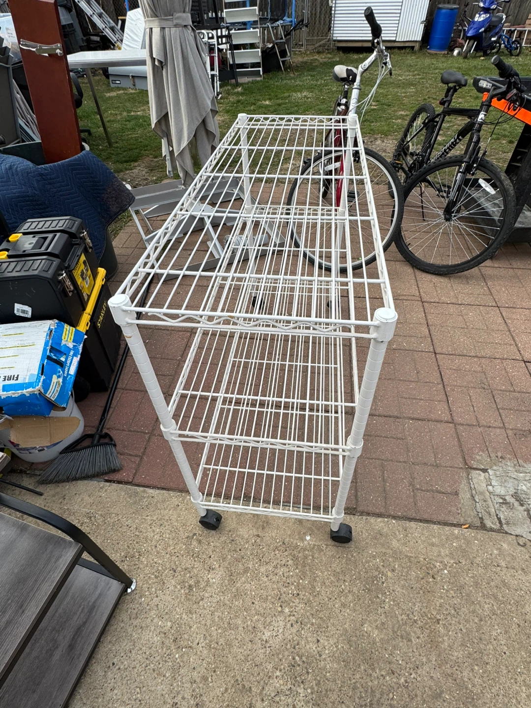 White 3-Tier Wire Shelving Unit on Wheels - photo 2
