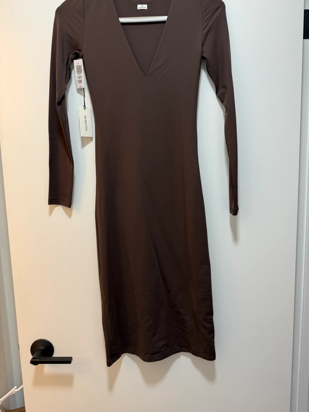 BABATON Brown V-Neck Long Sleeve Bodycon Dress - XS - photo 3