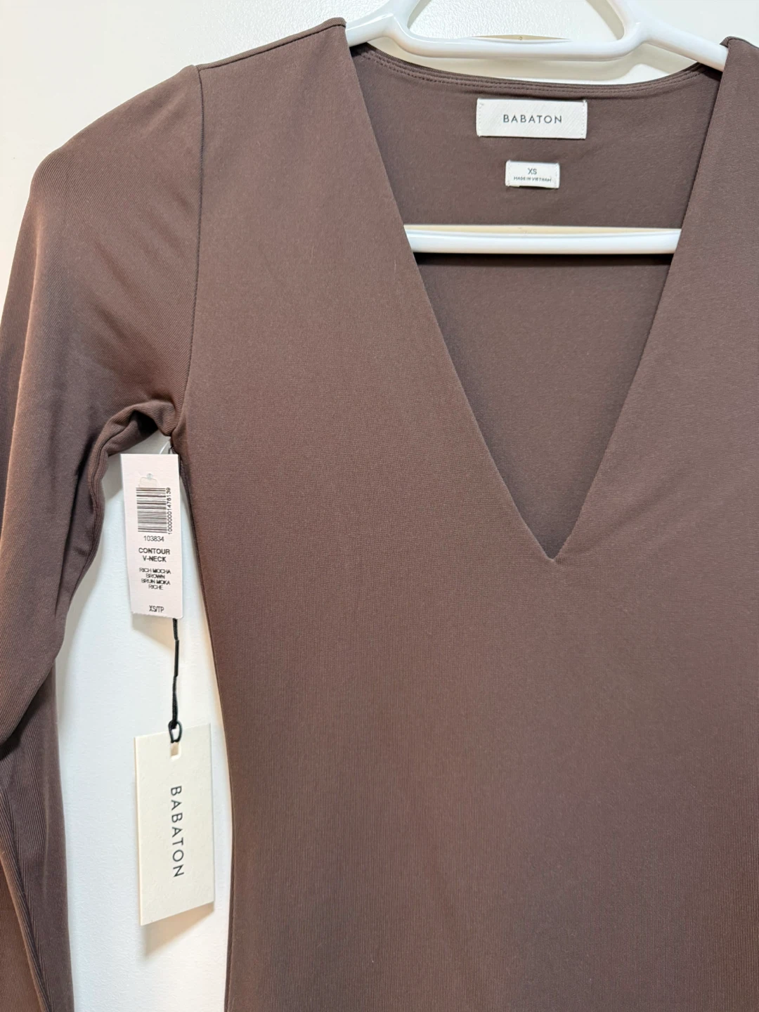 BABATON Brown V-Neck Long Sleeve Bodycon Dress - XS - photo 2