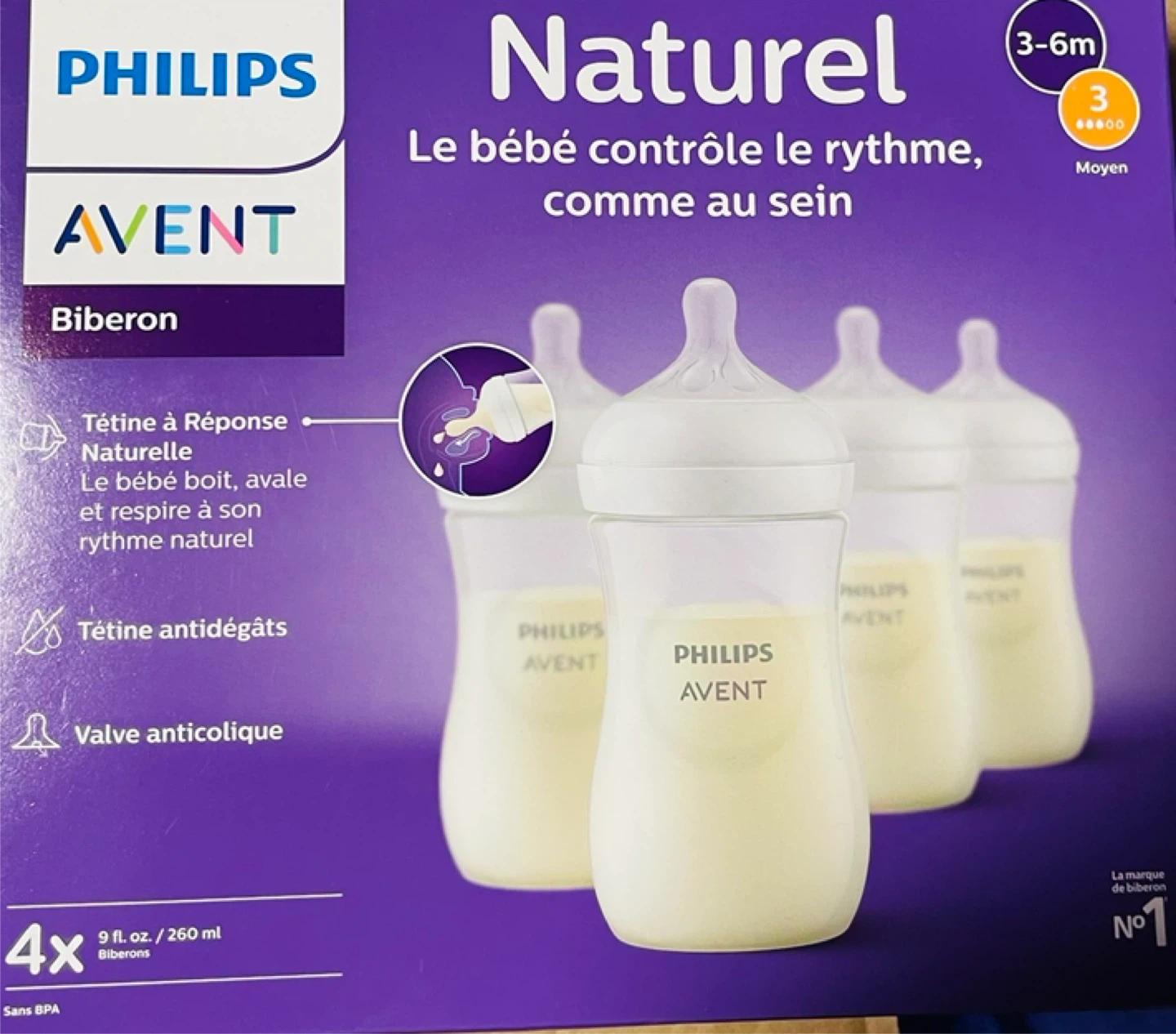 Philips Avent Natural Baby Bottles - 4x 9oz/260ml