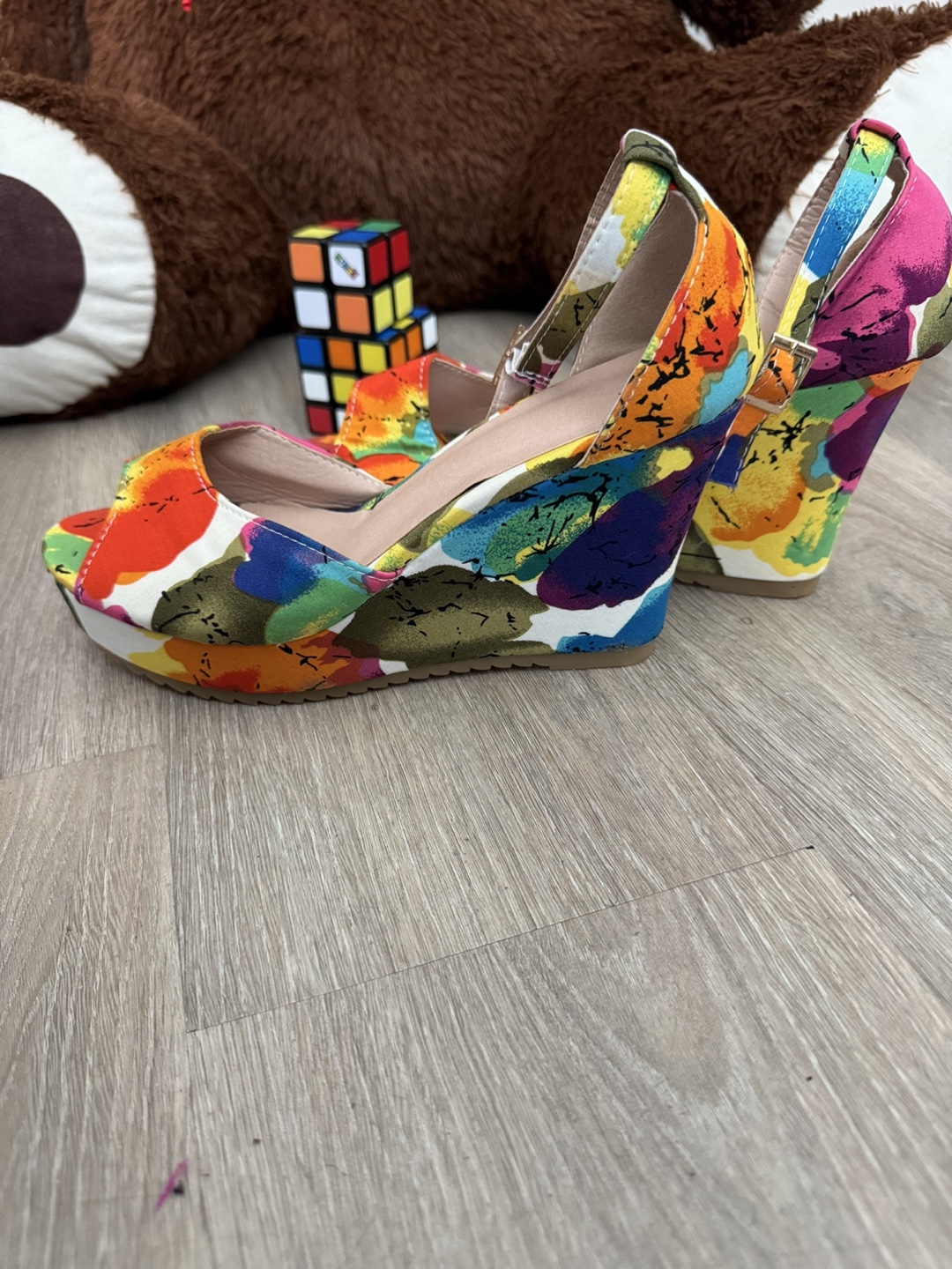 Floral Print Wedge Heels