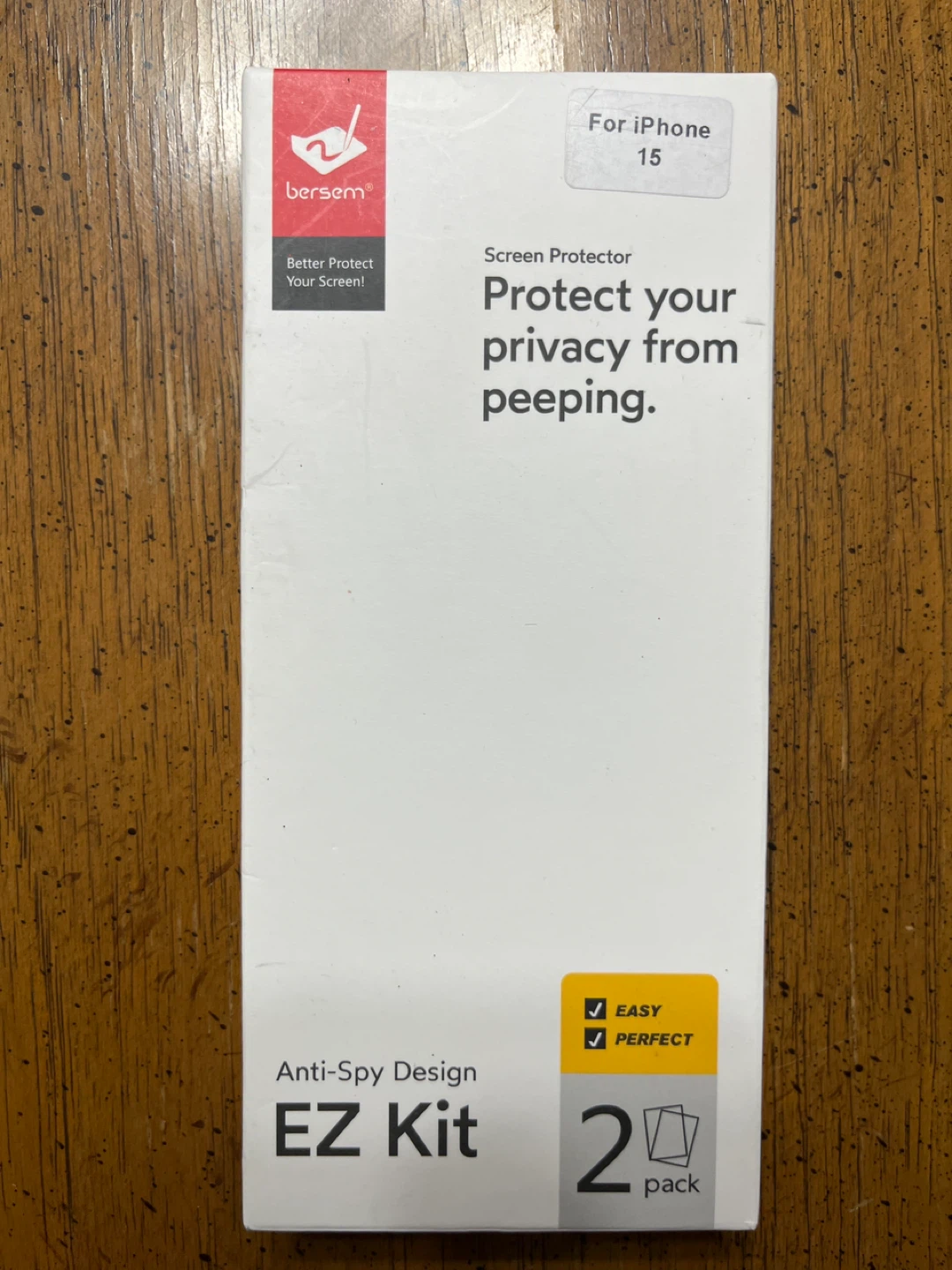 Bersem Screen Protector for iPhone 15 - Anti-Spy 2 Pack