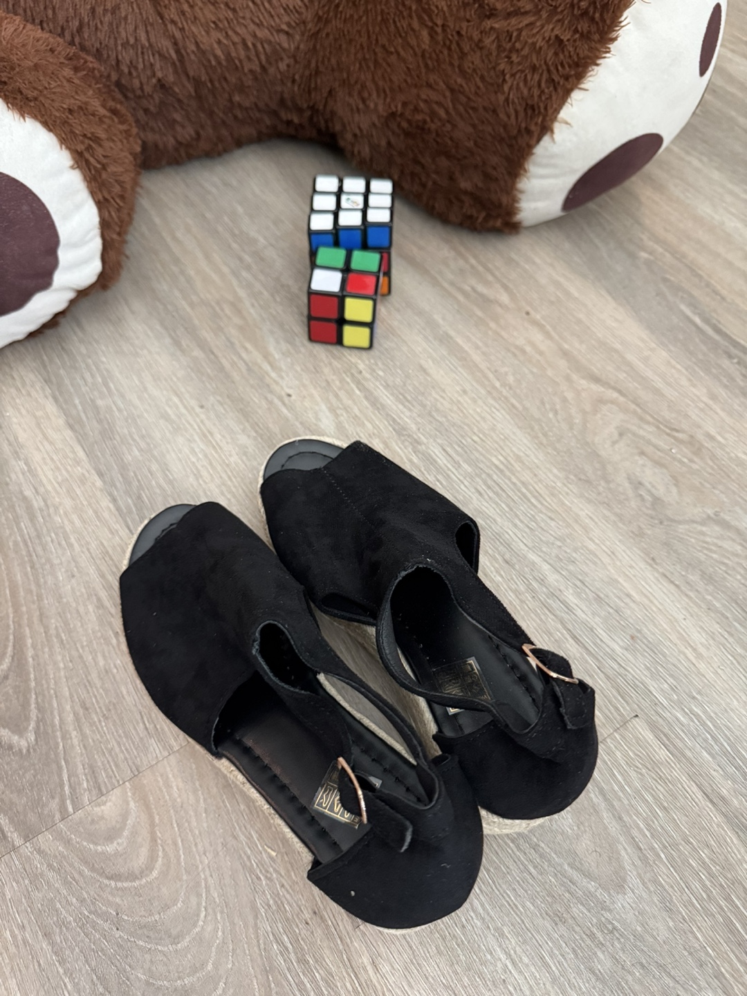 Black Wedge Espadrille Sandals Size 37