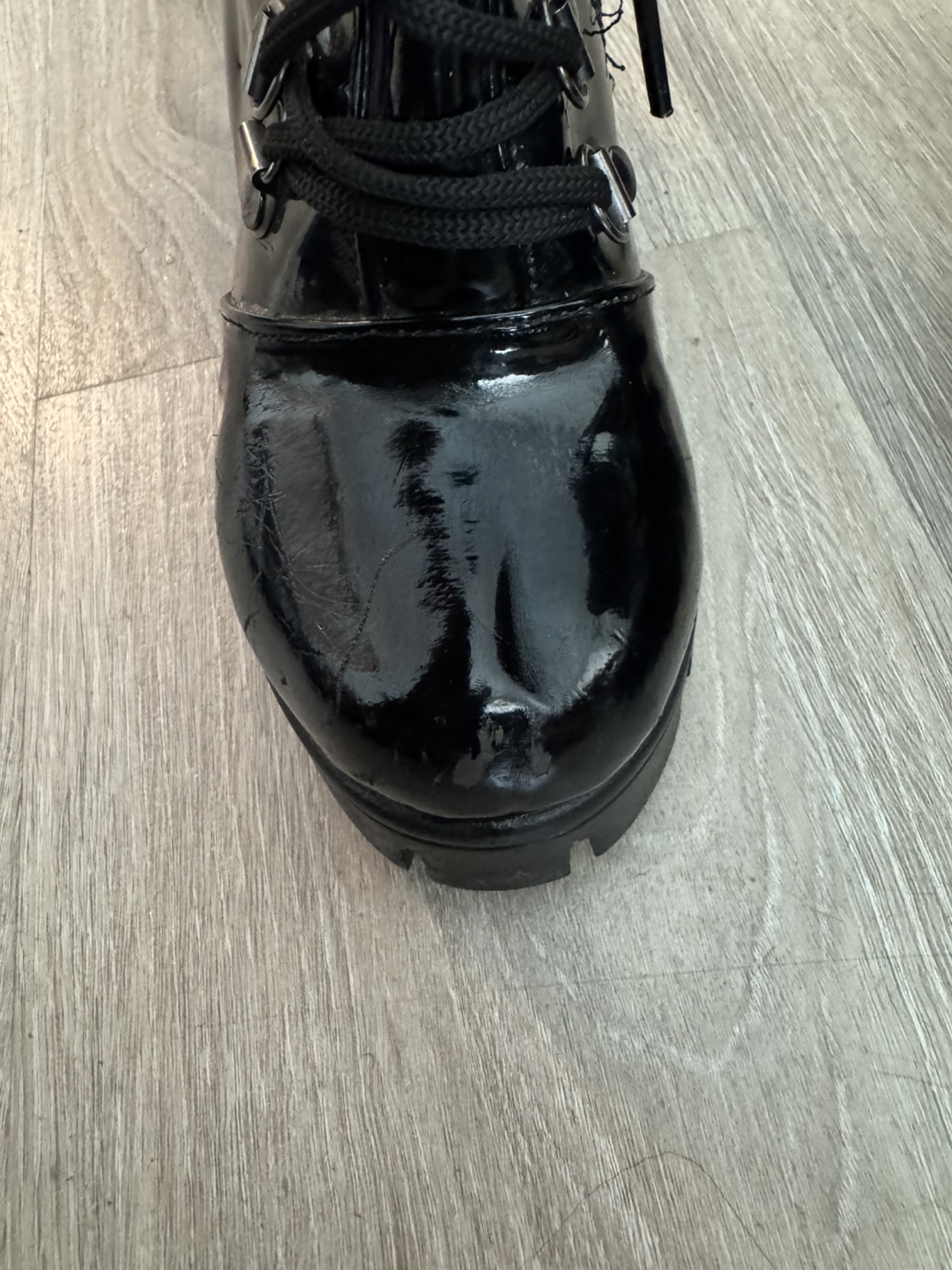 Girls Black Patent Lace-Up Heeled Boots - photo 3