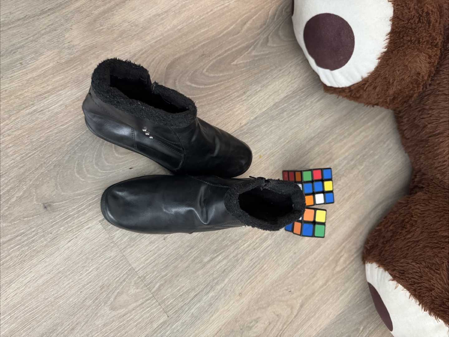 Black Faux Leather Winter Boots - photo 5