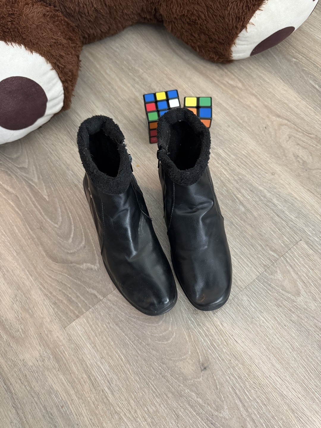 Black Faux Leather Winter Boots - photo 4