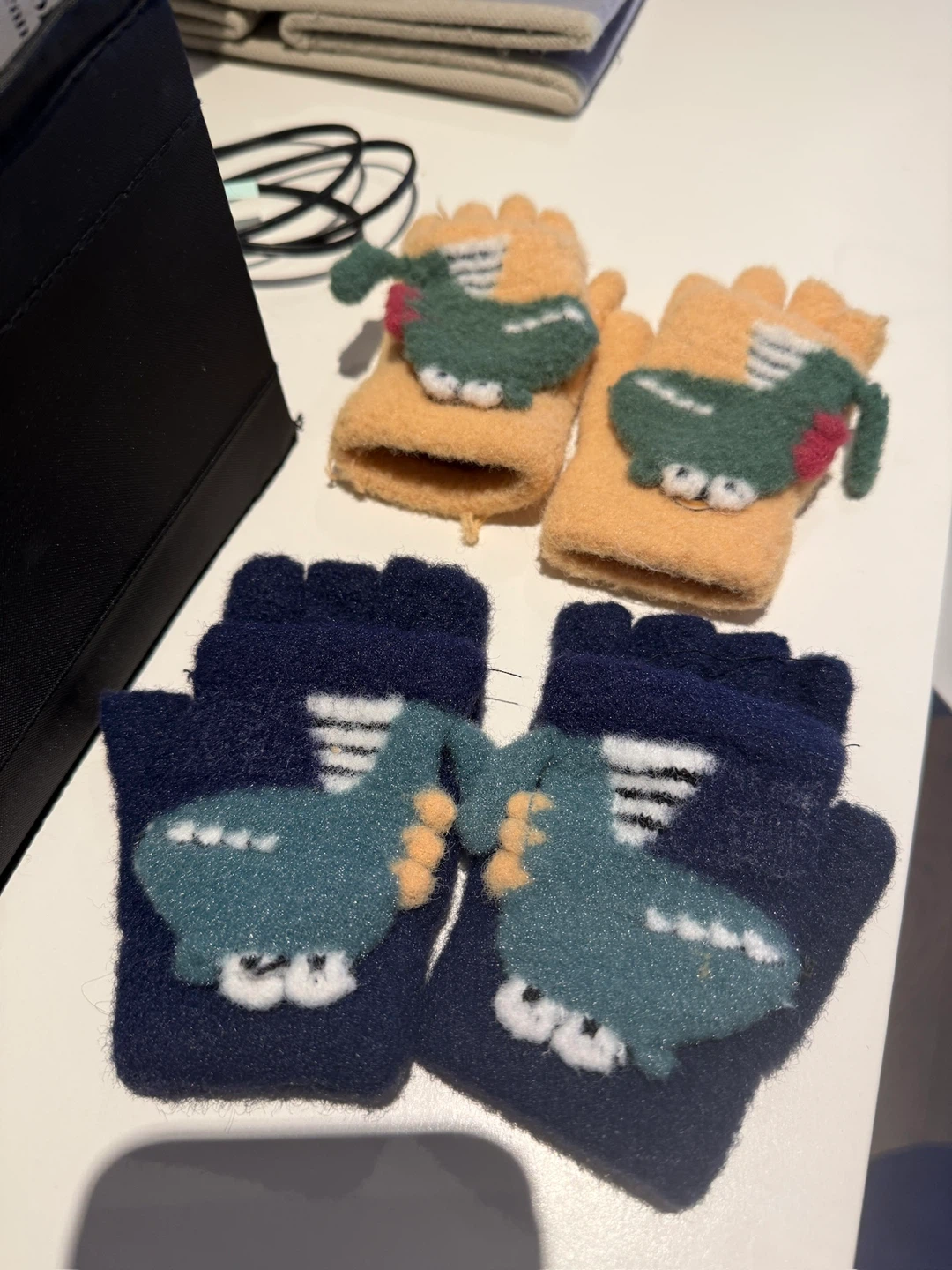 Children's Mittens with Dinosaur Design