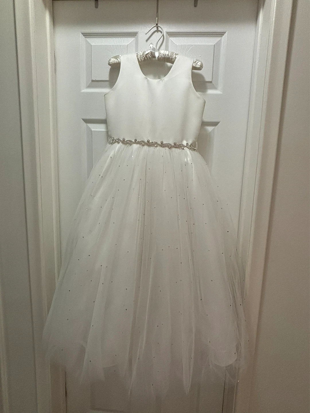White Flower Girl Dress with Sparkly Tulle Skirt - photo 2