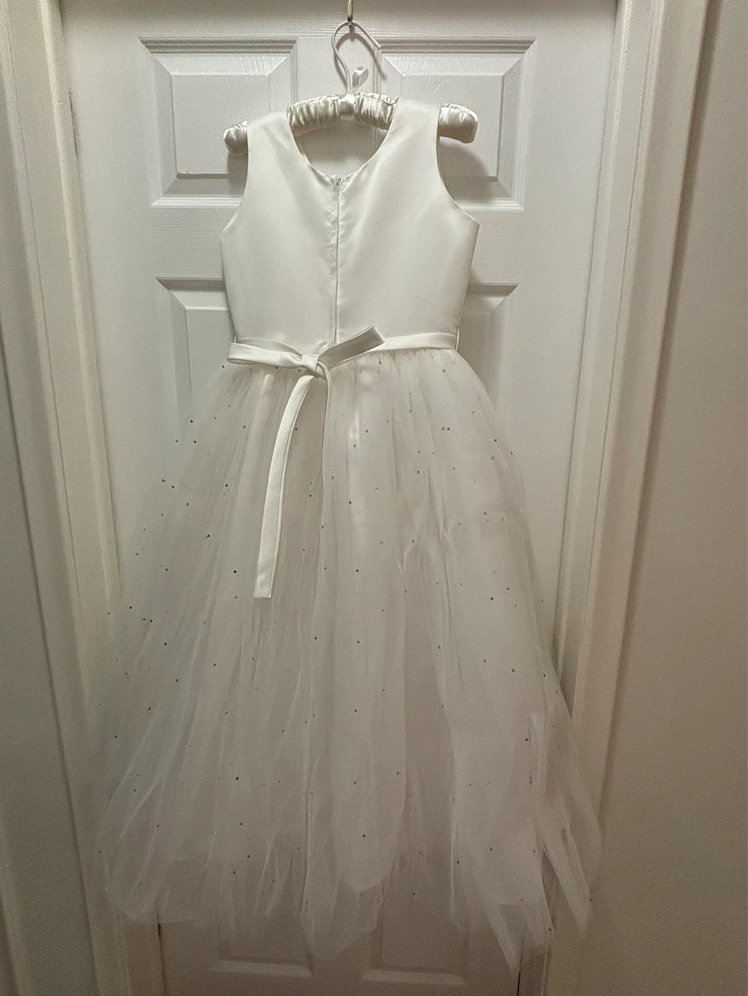 White Flower Girl Dress with Sparkly Tulle Skirt - photo 3