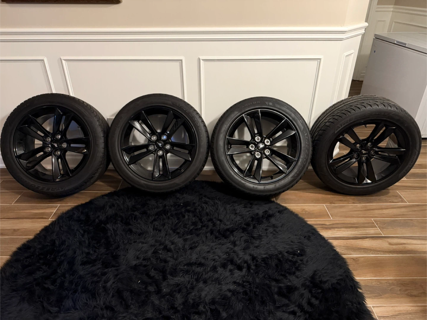 Black Ford Mustang Wheels and Tires Set
