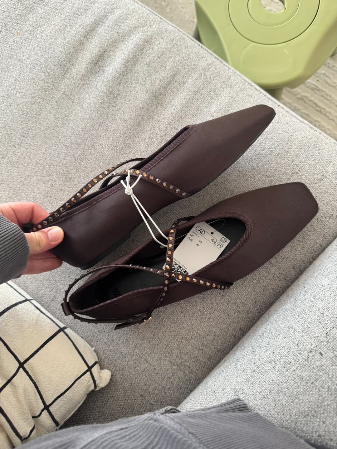 H&M Brown Ballerina Flats with Studded Straps - photo 2
