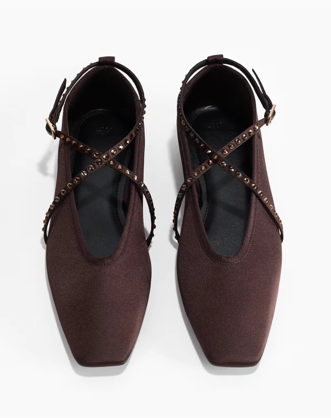 H&M Brown Ballerina Flats with Studded Straps - photo 4