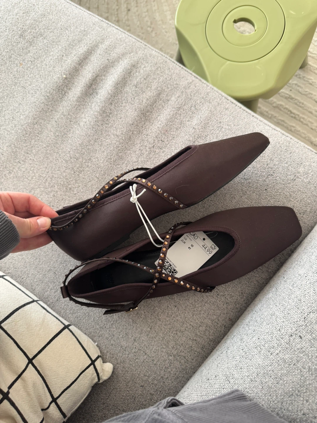 H&M Brown Ballerina Flats with Studded Straps