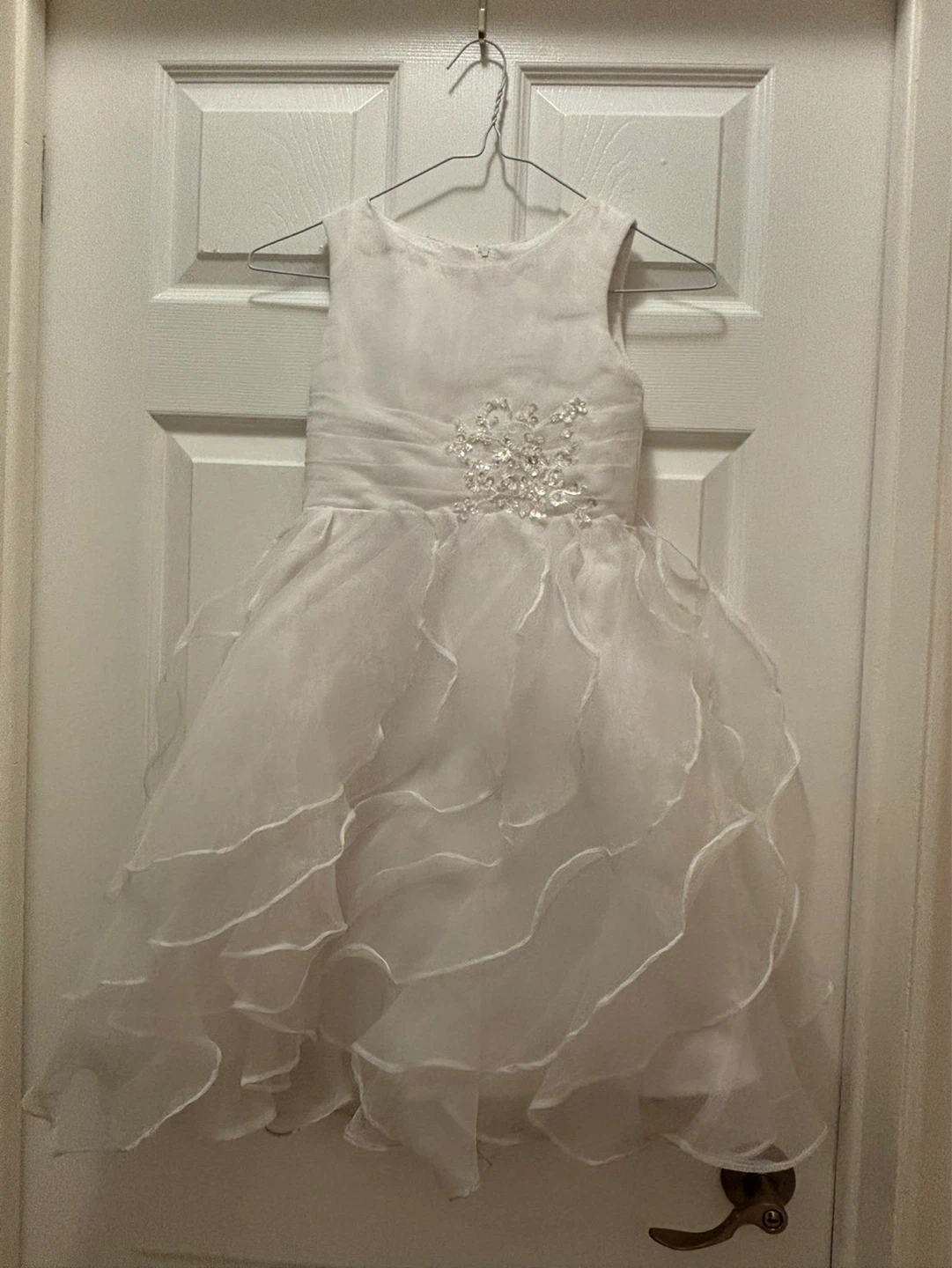 White Flower Girl Dress with Beaded Bodice - photo 2