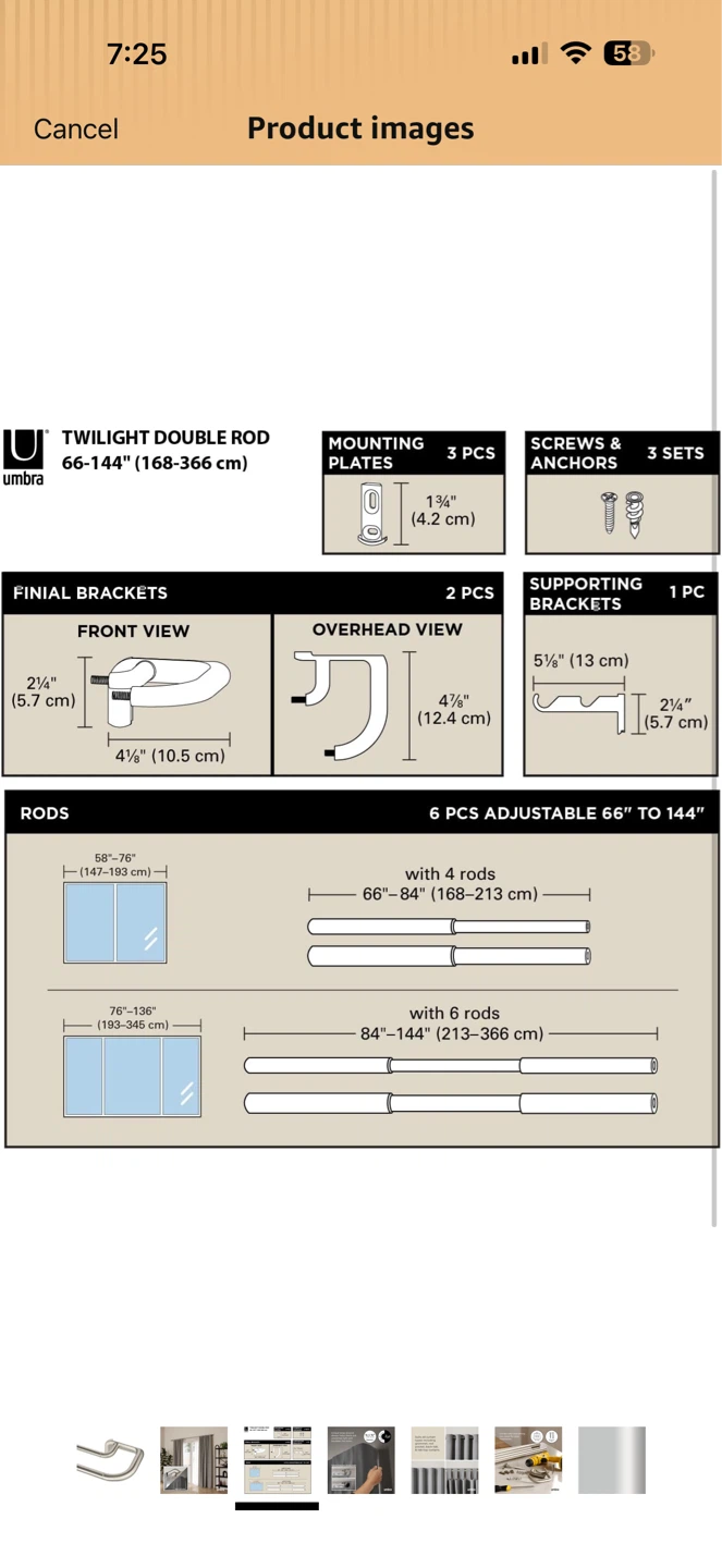 Umbra Twilight Double Rod 66-144" Blackout Tringle - photo 4