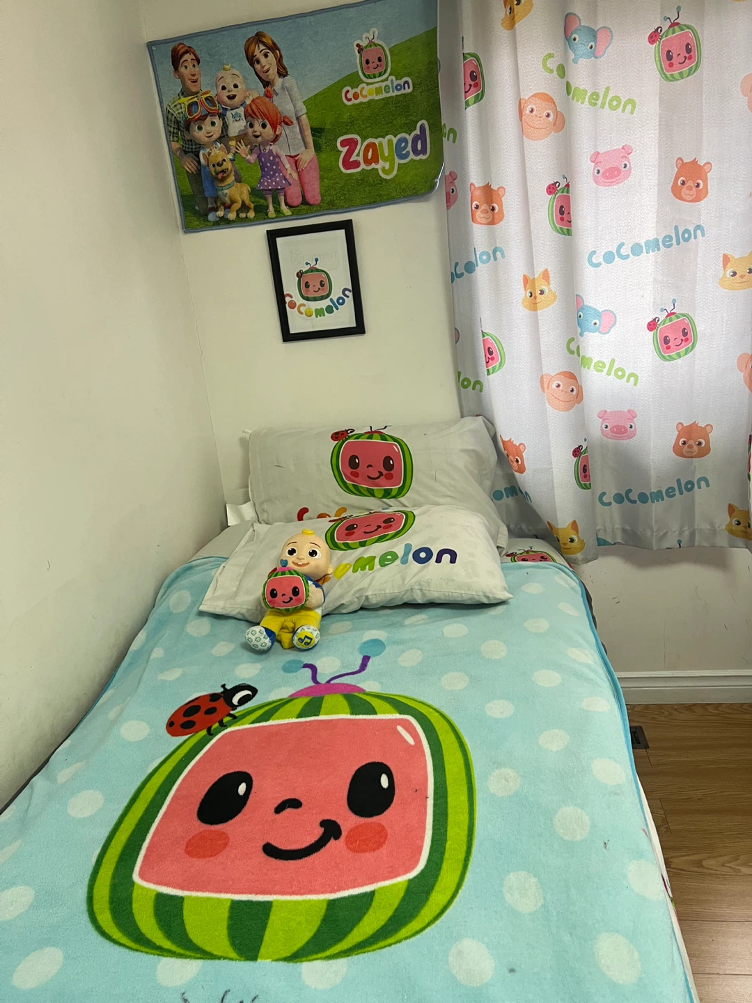 Cocomelon Bedding Set with Curtains and Wall Art