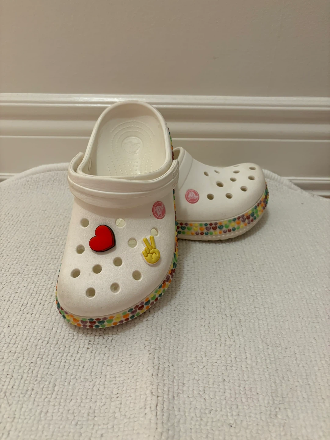 Crocs Classic Clog White Rainbow Jibbitz Kids