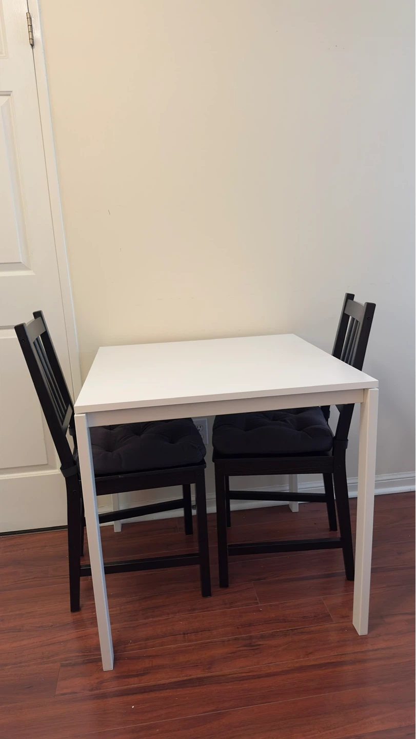 IKEA VIHALS Table and 2 Black Chairs Set