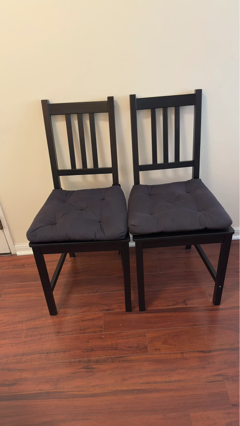 IKEA VIHALS Table and 2 Black Chairs Set - photo 3
