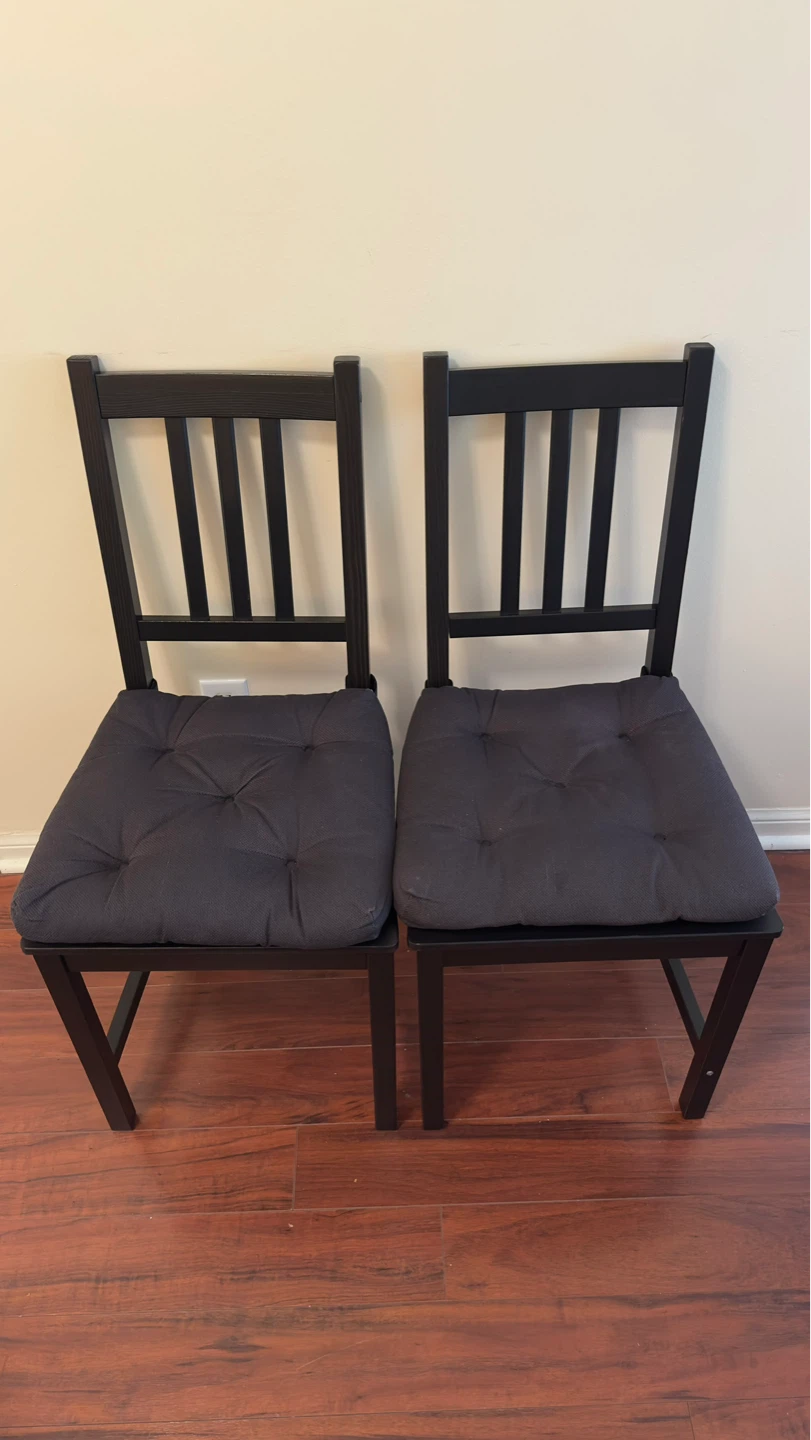 IKEA VIHALS Table and 2 Black Chairs Set - photo 4