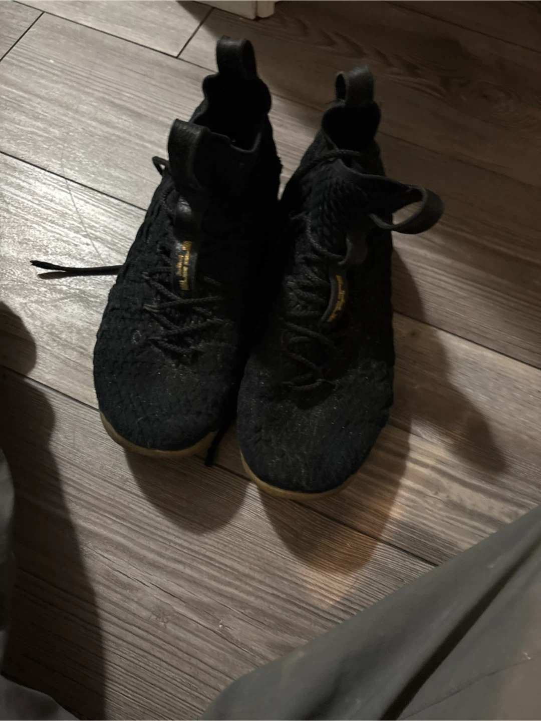 Nike LeBron 15 Black Gold Basketball Shoes - photo 3