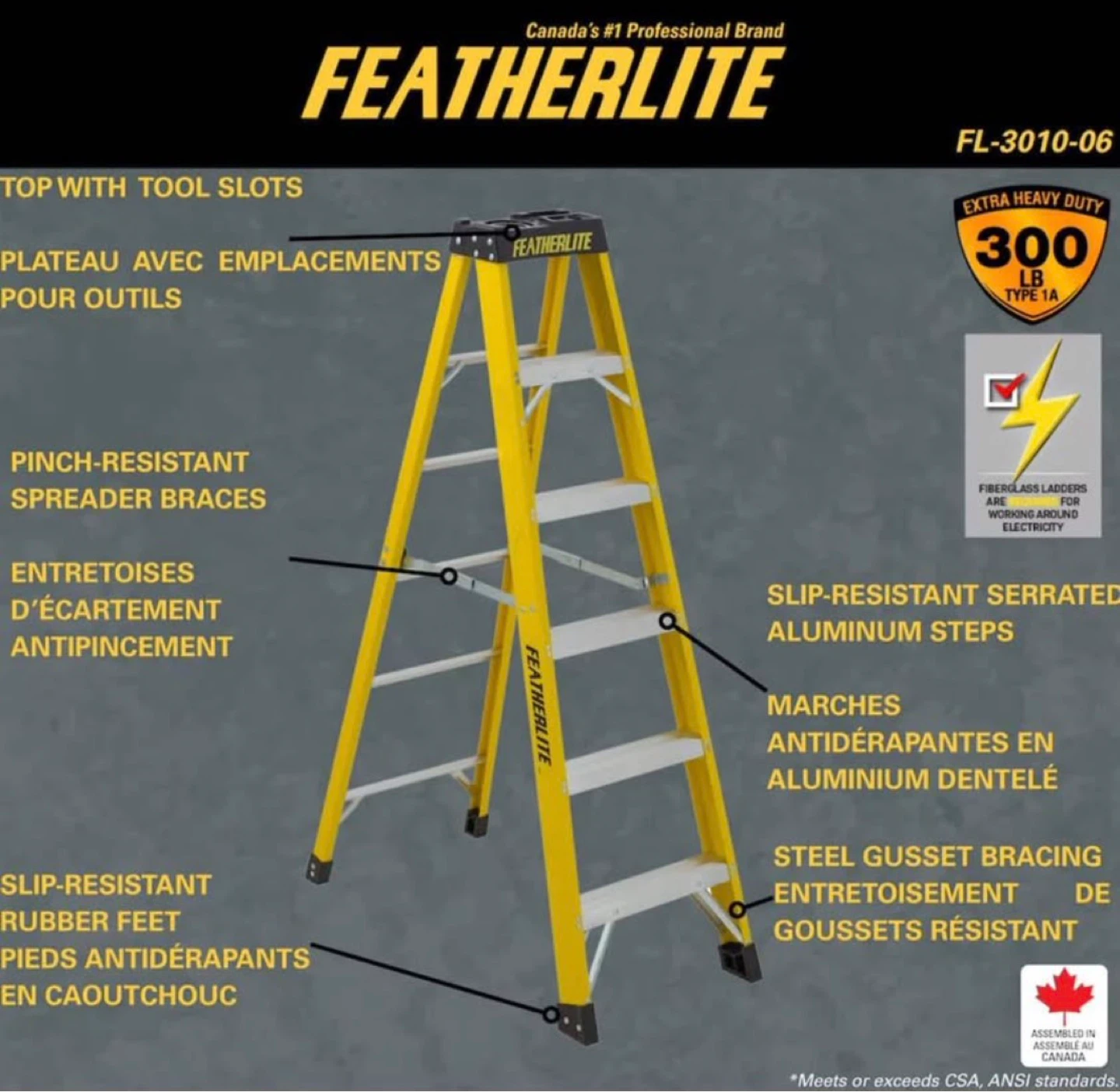 Featherlite FL-3010-06 6-Foot Fiberglass Step Ladder - photo 2