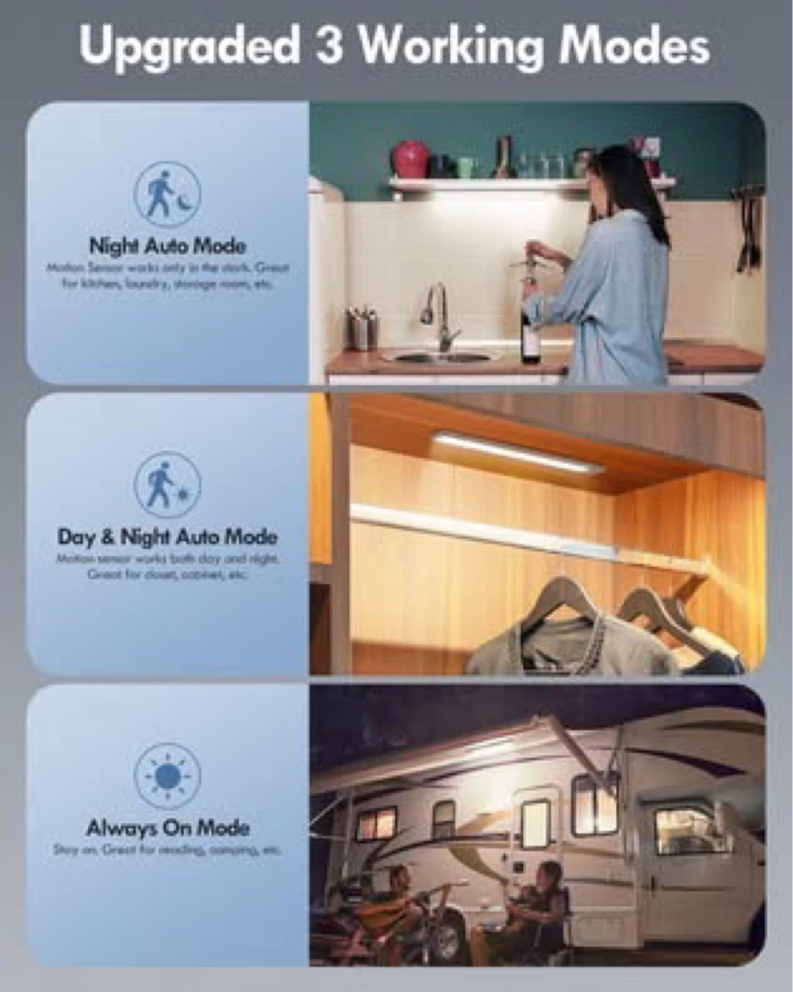 20cm LED Under Cabinet Lights - Motion Sensor & USB Rechargeable - photo 2
